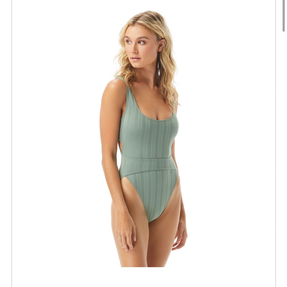 Vince Camuto Ribbed High Leg Cut-Out One Piece Swimsuit - Ripple Effect